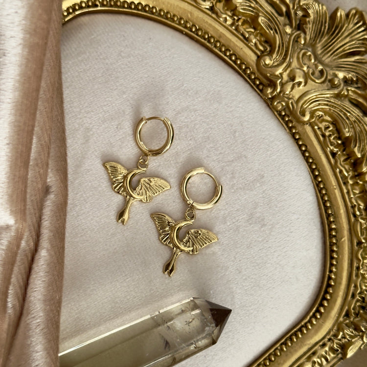 π Luna Moth π Huggies Hoop Earrings