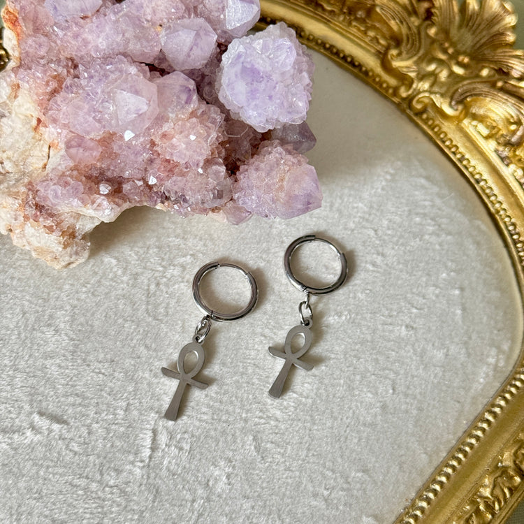 ✨ Goddess Auset ✨ Ankh Huggies Hoop Earrings