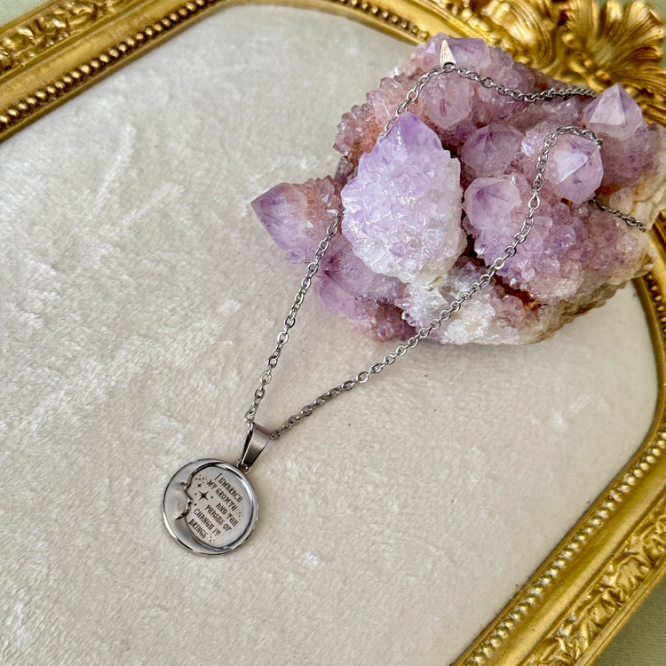 Wearable Affirmation : 🌙 I embrace my growth & the phases of change it brings 🌙 necklace